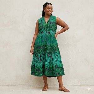 Phool Tiered Peacock Design MIDI Dress 1X